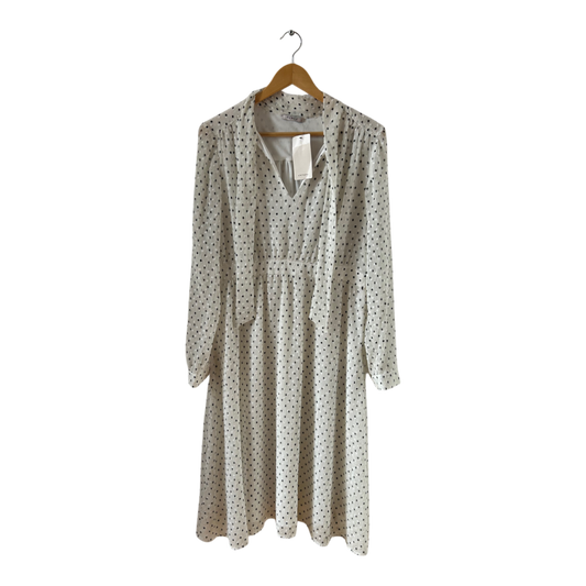 Orsay Kleid Damen Dress Damenkleid Gr. 42 Weiß Schwarz Punkte Langarm Futter Neu