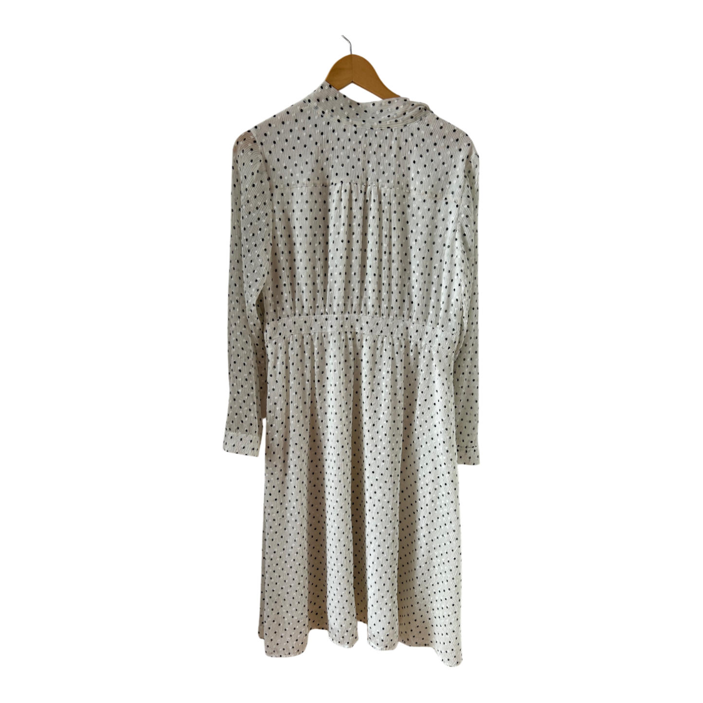 Orsay Kleid Damen Dress Damenkleid Gr. 42 Weiß Schwarz Punkte Langarm Futter Neu