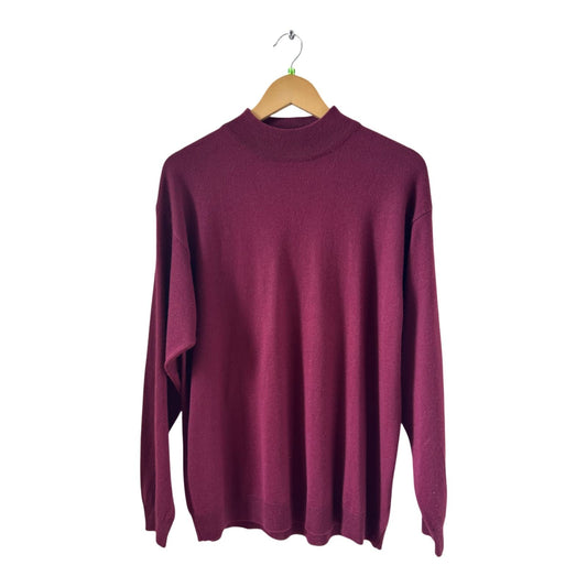 CCS Pullover Herren XL Bordeaux Merino Wolle Acryl Strick Classic Warm Elegant