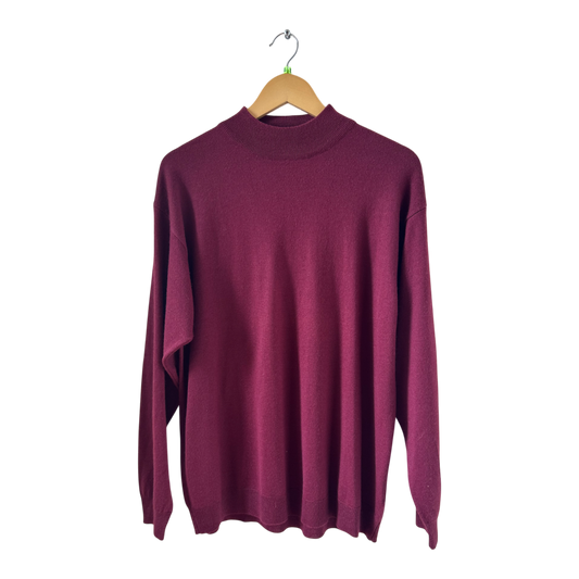 CCS Pullover Herren XL Bordeaux Merino Wolle Acryl Strick Classic Warm Elegant
