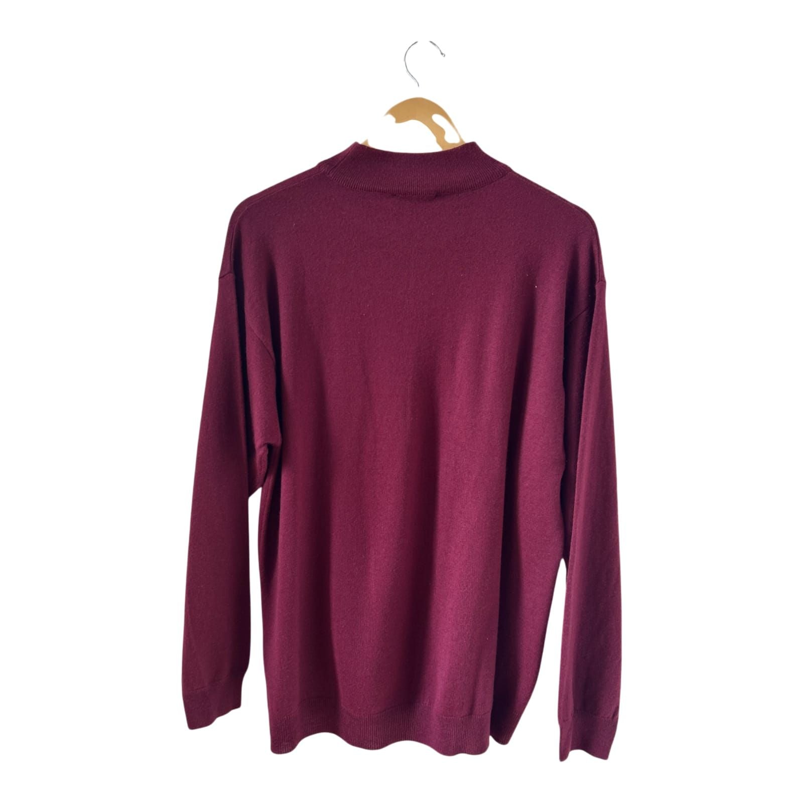CCS Pullover Herren XL Bordeaux Merino Wolle Acryl Strick Classic Warm Elegant