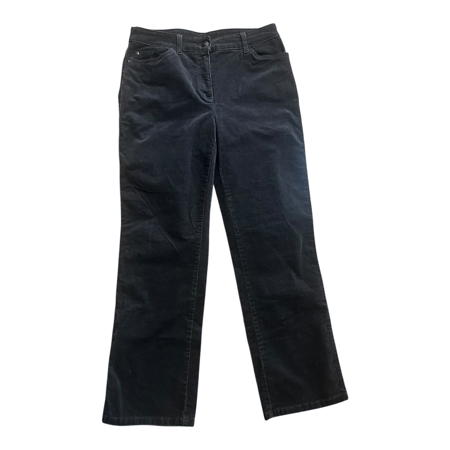 C&A Damen Cordhose Grau Gr 38 Kurz Baumwolle Elasthan Stretch Klassisch