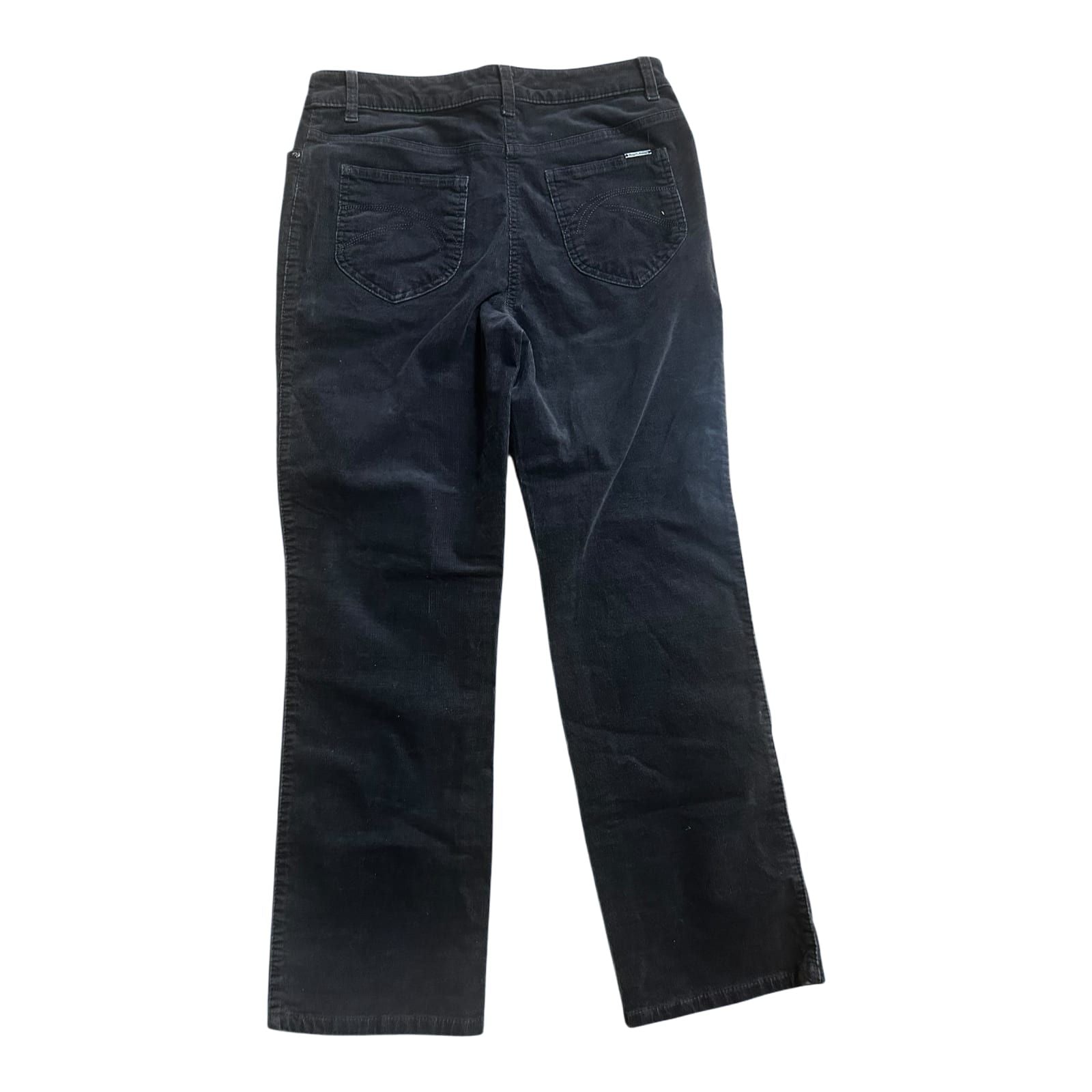 C&A Damen Cordhose Grau Gr 38 Kurz Baumwolle Elasthan Stretch Klassisch