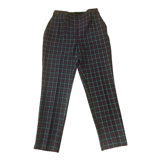 Damen Stoffhose Vintage Kariert Grau Rosa Schwarz High Waist Gr 42 Elegant
