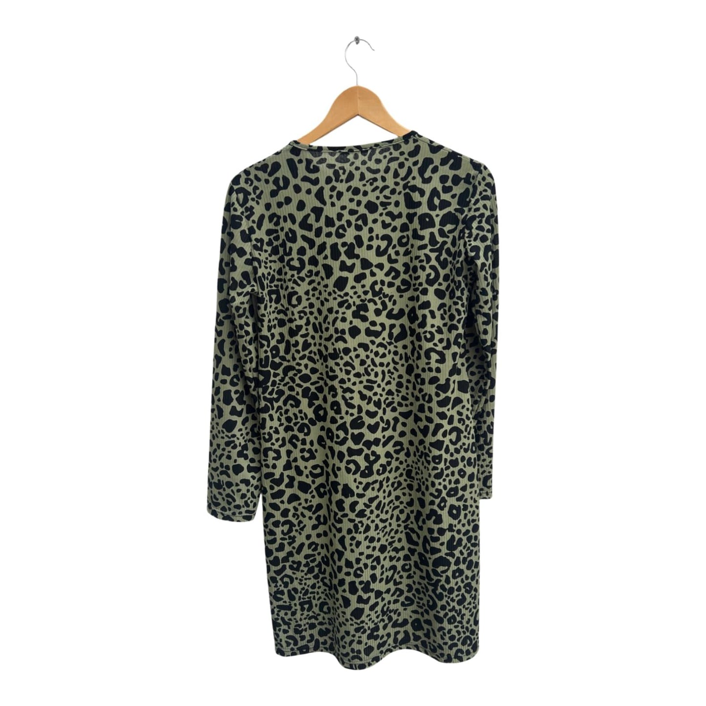 Arabul Kleid Damen Dress Damenkleid Gr L Grün Schwarz Animalprint Langarm Elegant