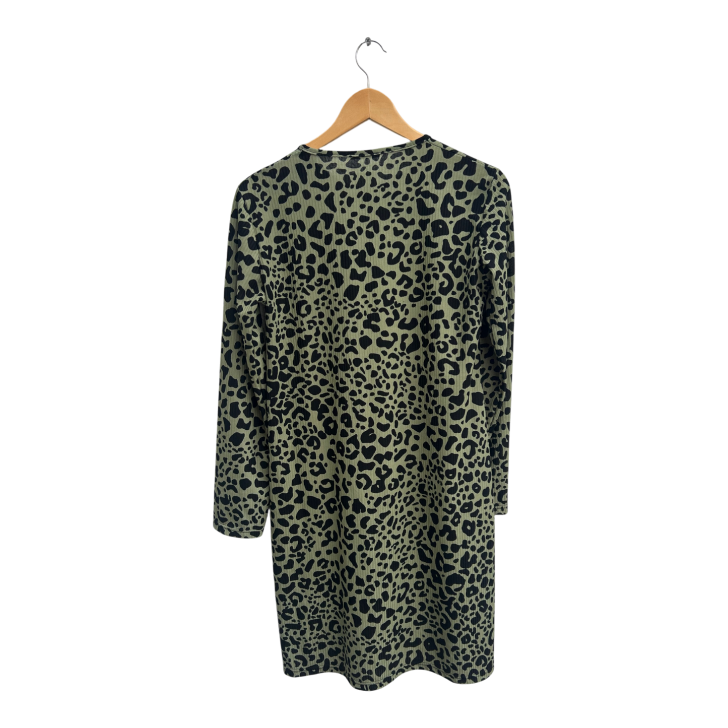 Arabul Kleid Damen Dress Damenkleid Gr L Grün Schwarz Animalprint Langarm Elegant