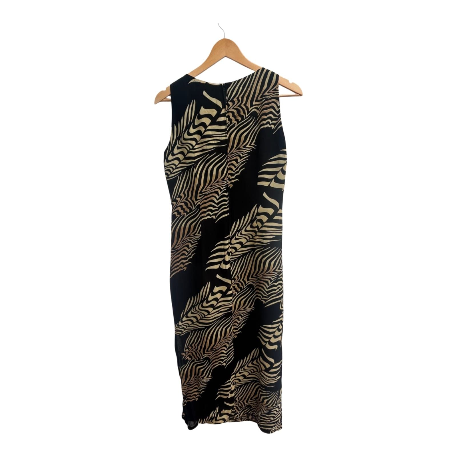 Fabiani Kleid Gr 40 Schwarz Gold Etuikleid Damenkleid Ärmellos Elegant Viskose
