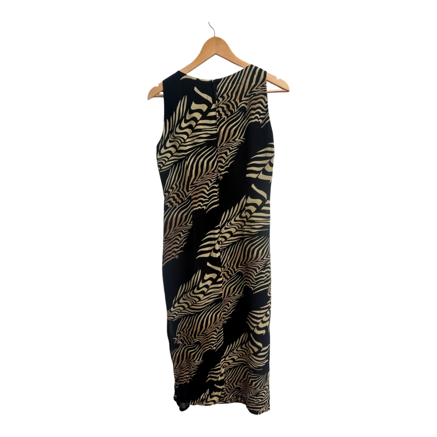 Fabiani Kleid Gr 40 Schwarz Gold Etuikleid Damenkleid Ärmellos Elegant Viskose