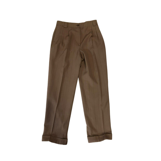 Spotlight Vintage Hose Damen Schurwolle Braun Gestreift High Waist Gr 38