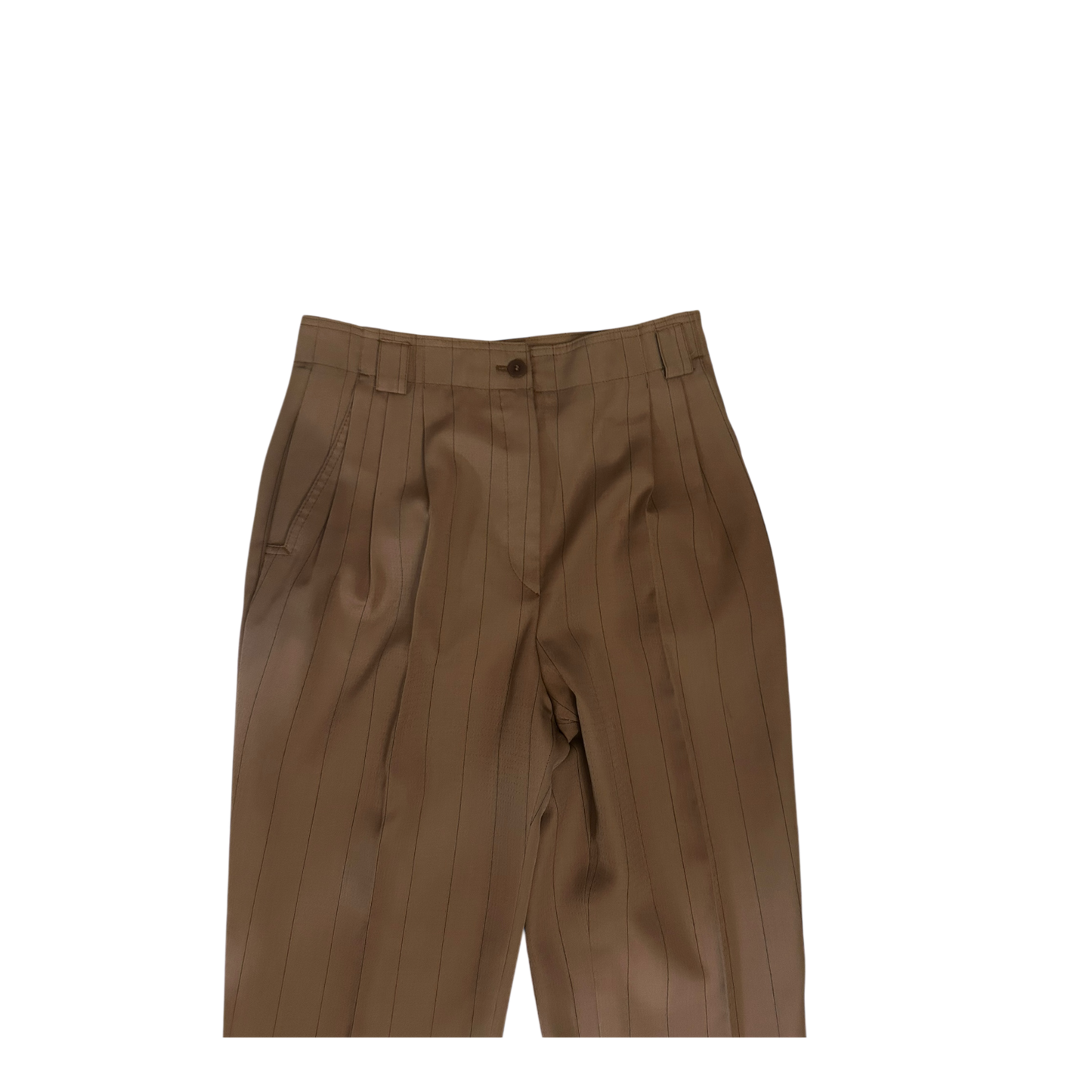 Spotlight Vintage Hose Damen Schurwolle Braun Gestreift High Waist Gr 38