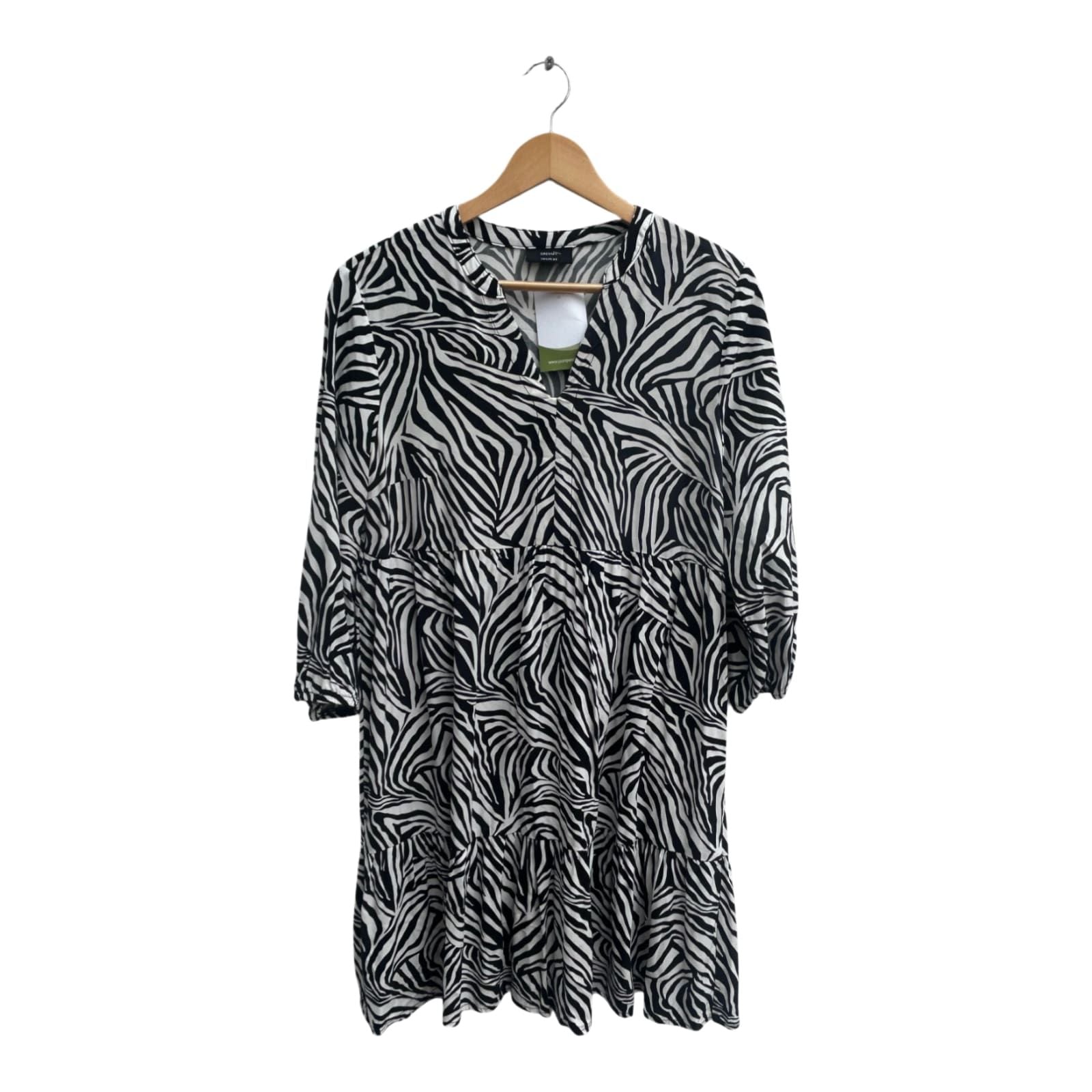 Yessica Kleid Damen Dress Damenkleid Gr 42 Schwarz Weiß Zebra Muster Viskose