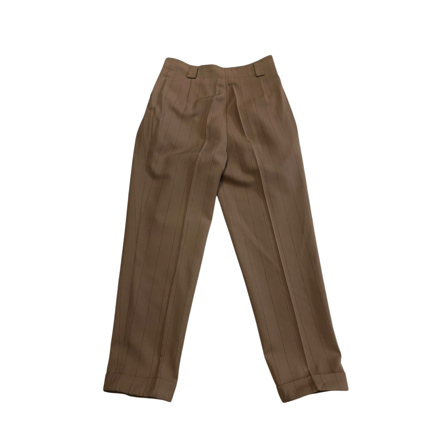 Spotlight Vintage Hose Damen Schurwolle Braun Gestreift High Waist Gr 38