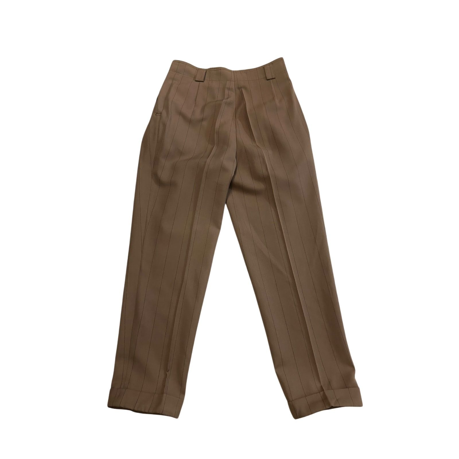 Spotlight Vintage Hose Damen Schurwolle Braun Gestreift High Waist Gr 38