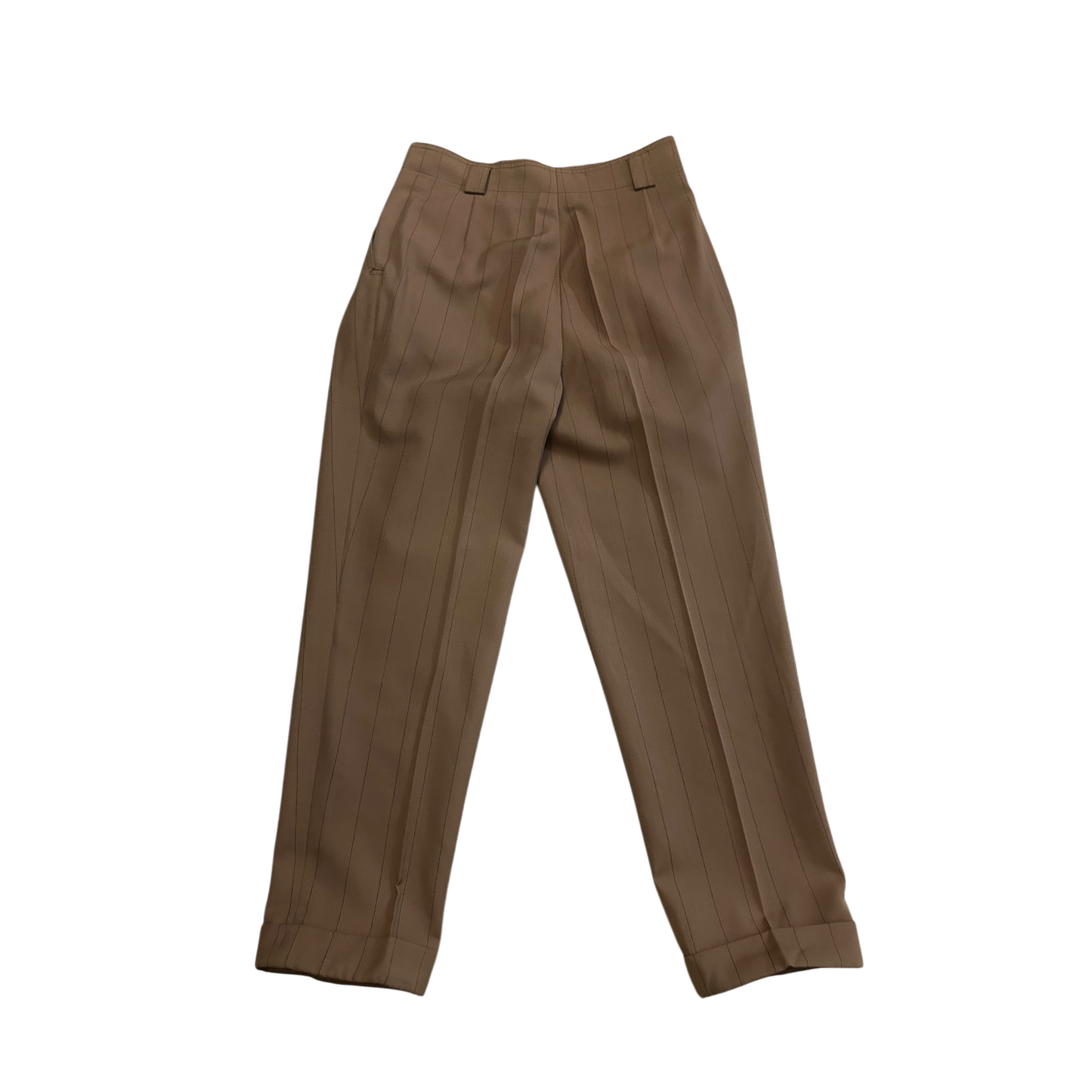 Spotlight Vintage Hose Damen Schurwolle Braun Gestreift High Waist Gr 38