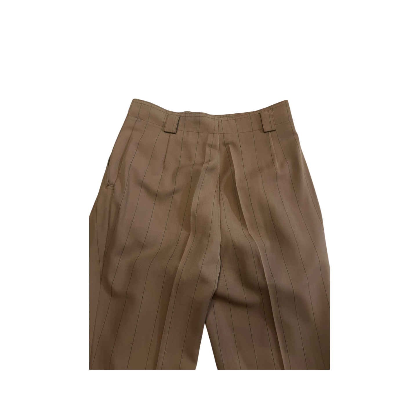 Spotlight Vintage Hose Damen Schurwolle Braun Gestreift High Waist Gr 38