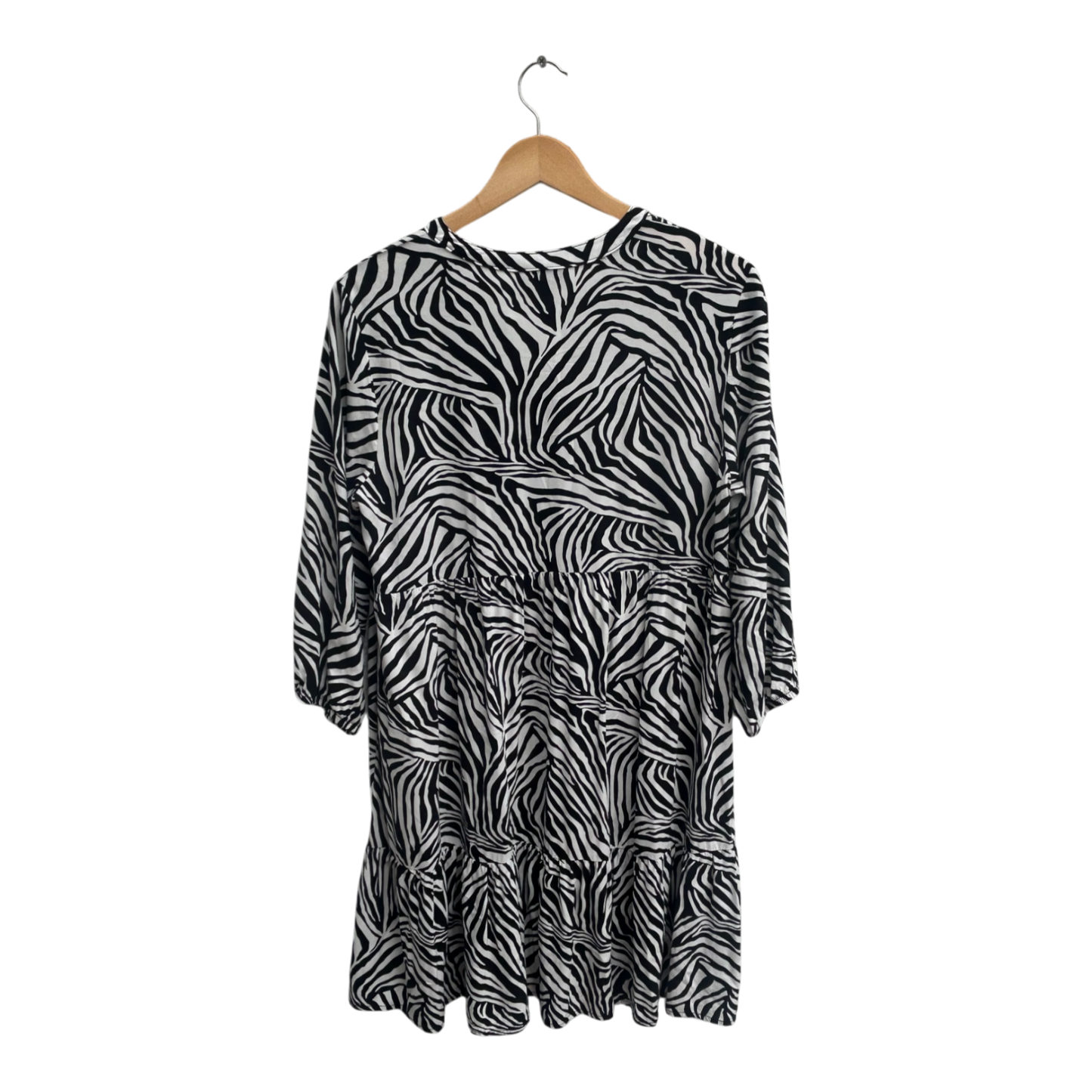 Yessica Kleid Damen Dress Damenkleid Gr 42 Schwarz Weiß Zebra Muster Viskose