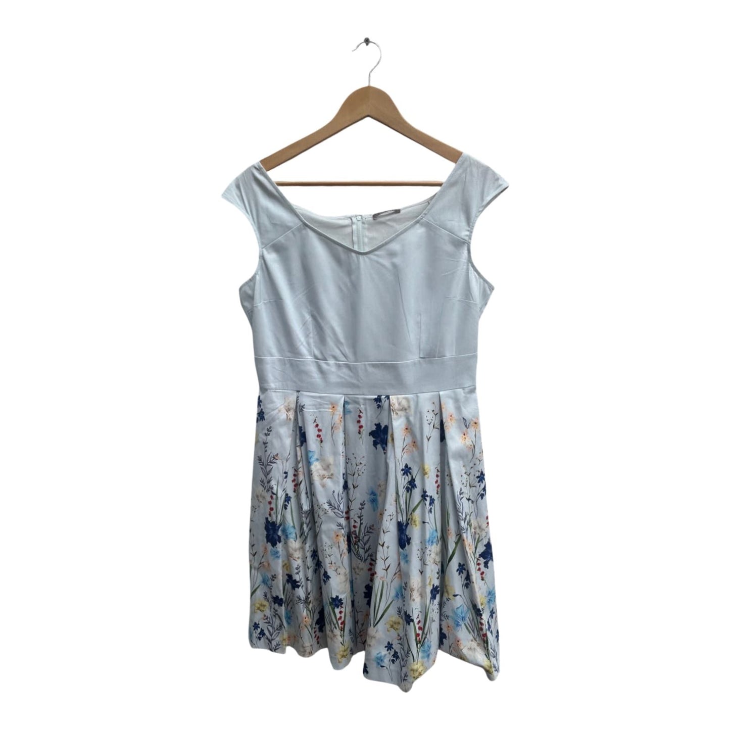 Orsay Kleid Damen Dress Damenkleid Gr 42 Hellblau Blumen Sommer Baumwolle Elegant Chic