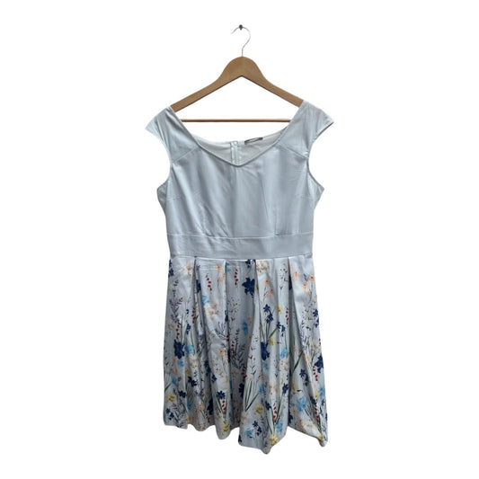 Orsay Kleid Damen Dress Damenkleid Gr 42 Hellblau Blumen Sommer Baumwolle Elegant Chic