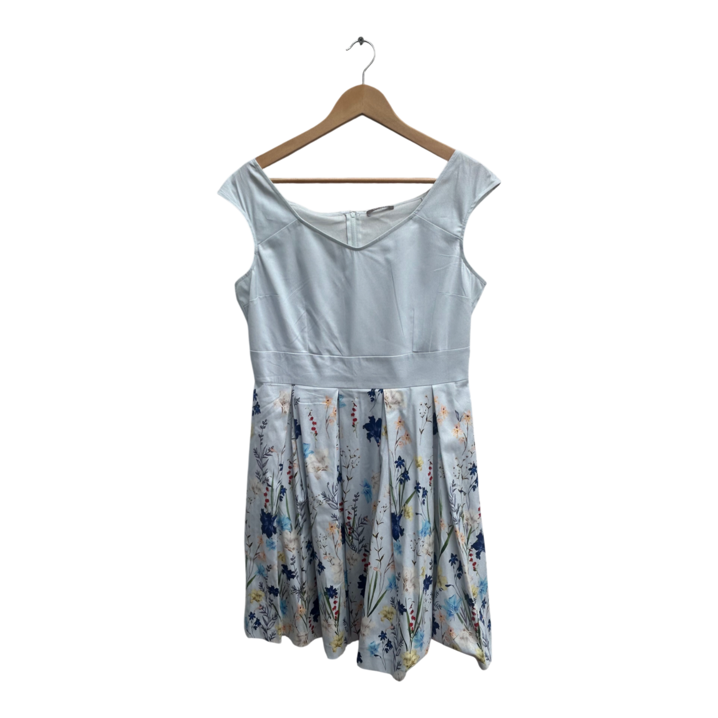 Orsay Kleid Damen Dress Damenkleid Gr 42 Hellblau Blumen Sommer Baumwolle Elegant Chic