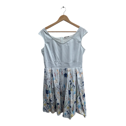 Orsay Kleid Damen Dress Damenkleid Gr 42 Hellblau Blumen Sommer Baumwolle Elegant Chic