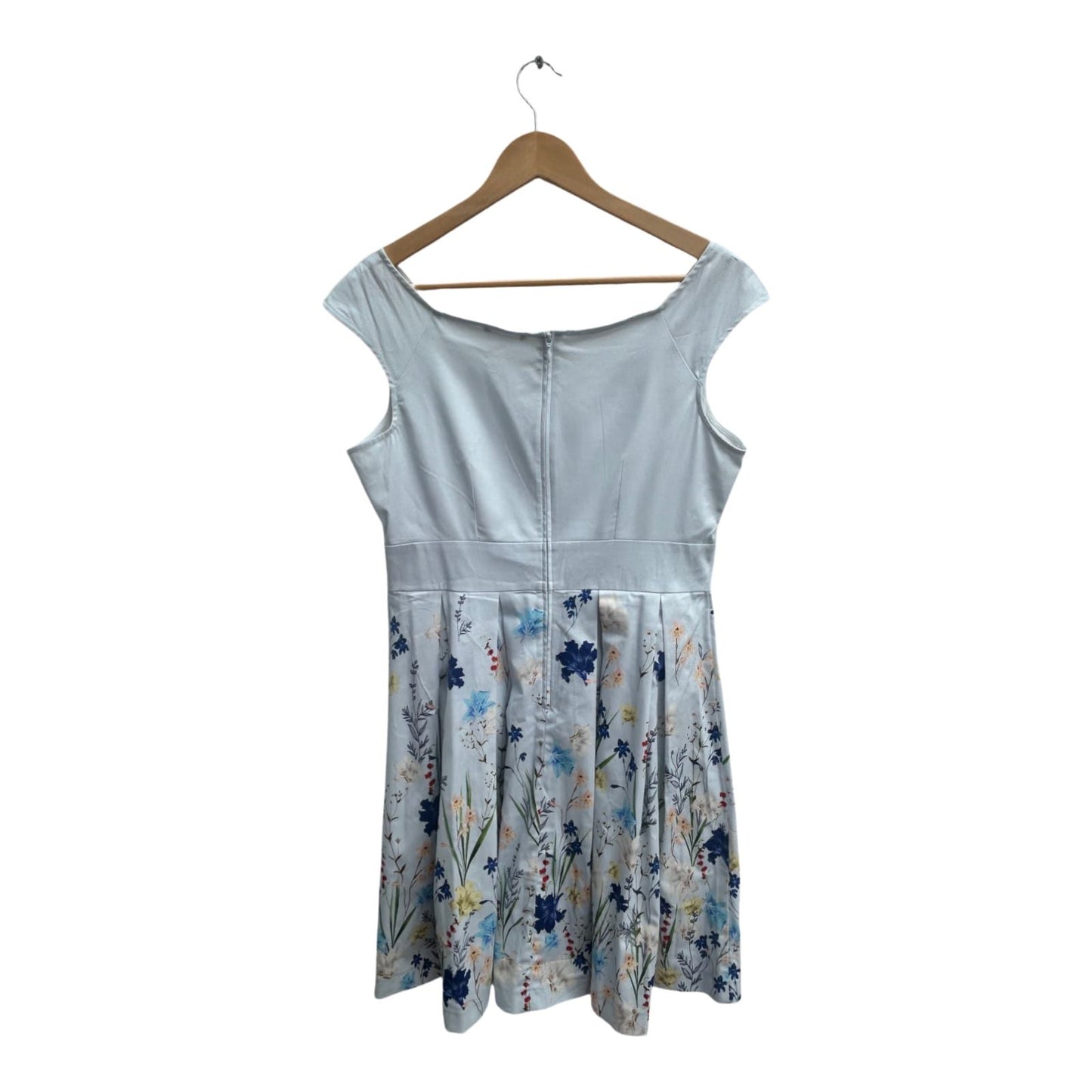 Orsay Kleid Damen Dress Damenkleid Gr 42 Hellblau Blumen Sommer Baumwolle Elegant Chic