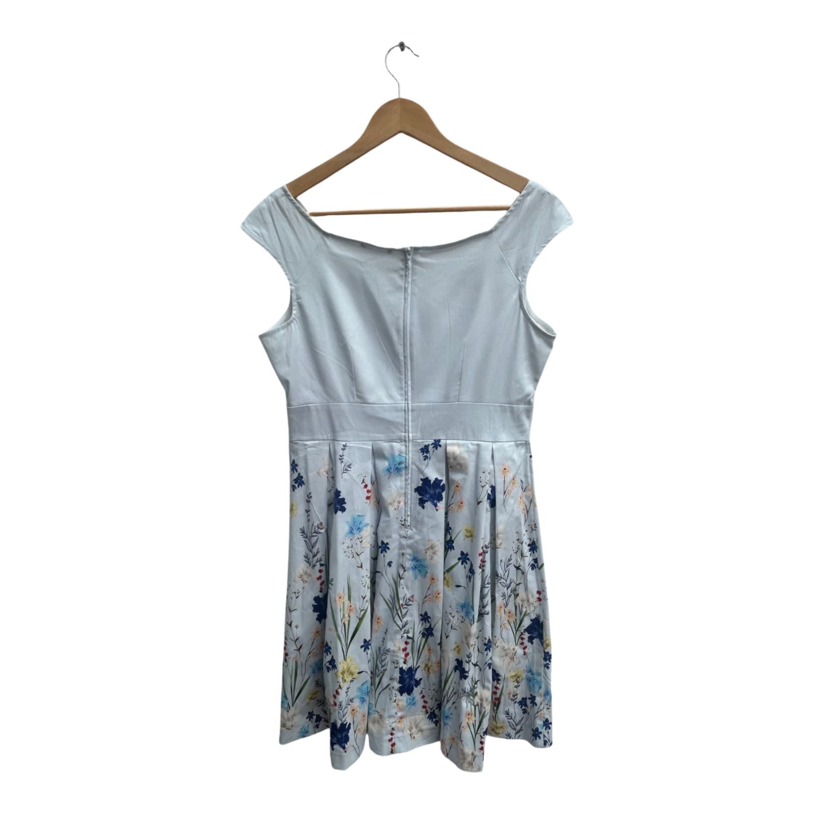 Orsay Kleid Damen Dress Damenkleid Gr 42 Hellblau Blumen Sommer Baumwolle Elegant Chic