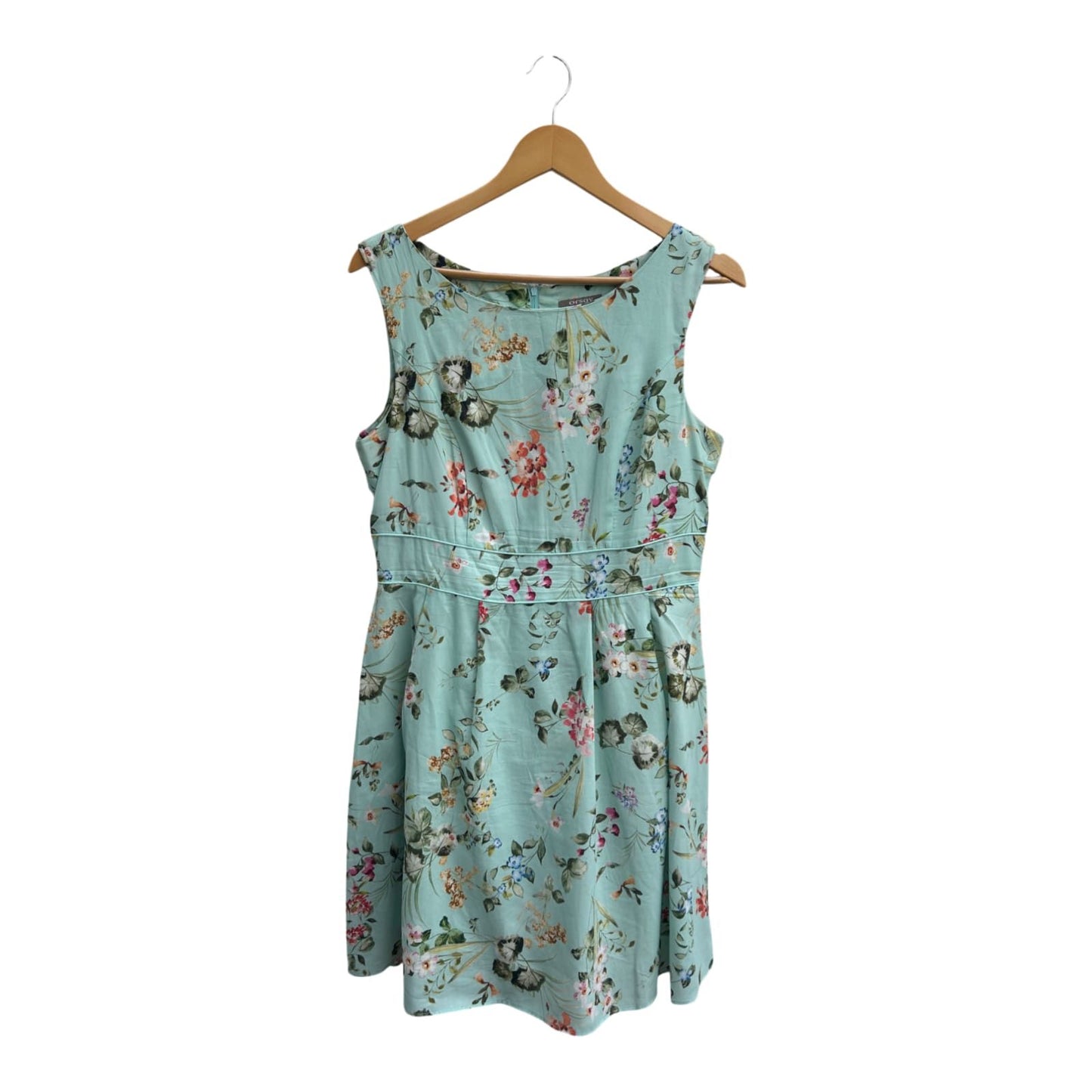 Orsay Kleid Damen Dress Damenkleid Gr 40 Mint Blumen Baumwolle Sommer Gefüttert Chic