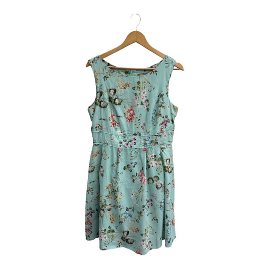 Orsay Kleid Damen Dress Damenkleid Gr 40 Mint Blumen Baumwolle Sommer Gefüttert Chic