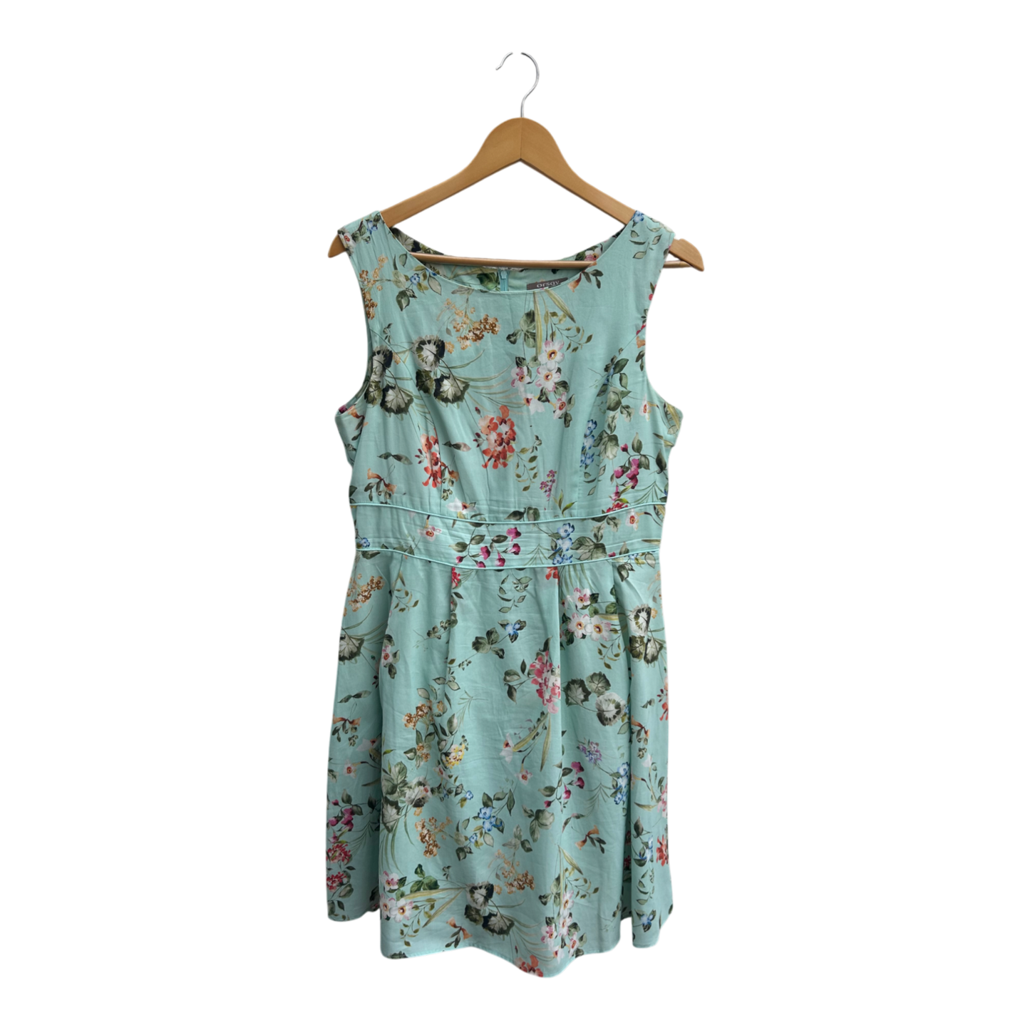 Orsay Kleid Damen Dress Damenkleid Gr 40 Mint Blumen Baumwolle Sommer Gefüttert Chic