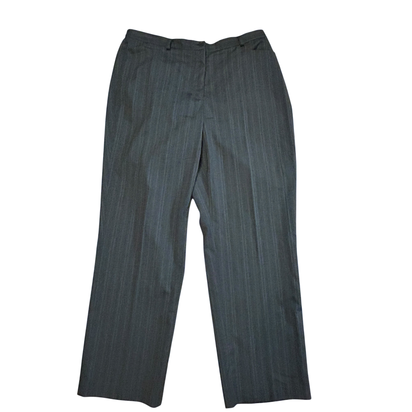 Vintage Stoffhose Damen Kurzgr 23 Grau Streifen Gummizug Elegant