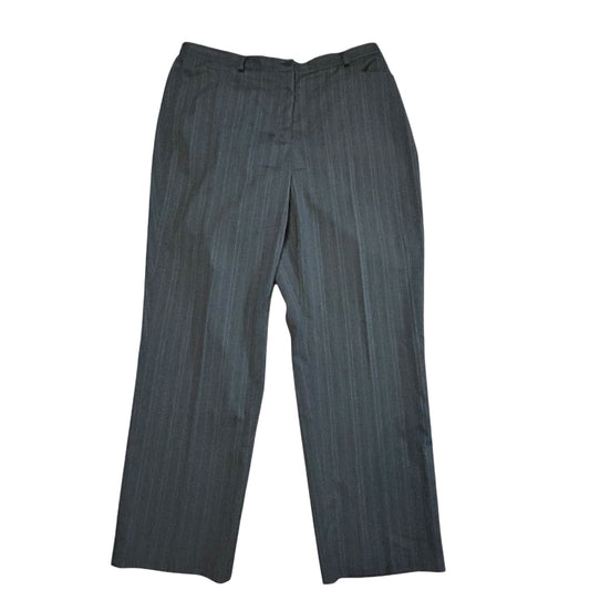Vintage Stoffhose Damen Kurzgr 23 Grau Streifen Gummizug Elegant