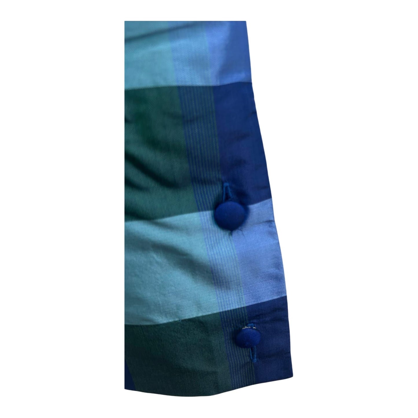 Julie Kleid Damen Dress Damenkleid Gr 38 Blau Grün Kariert Kurzarm Knielang Elegant