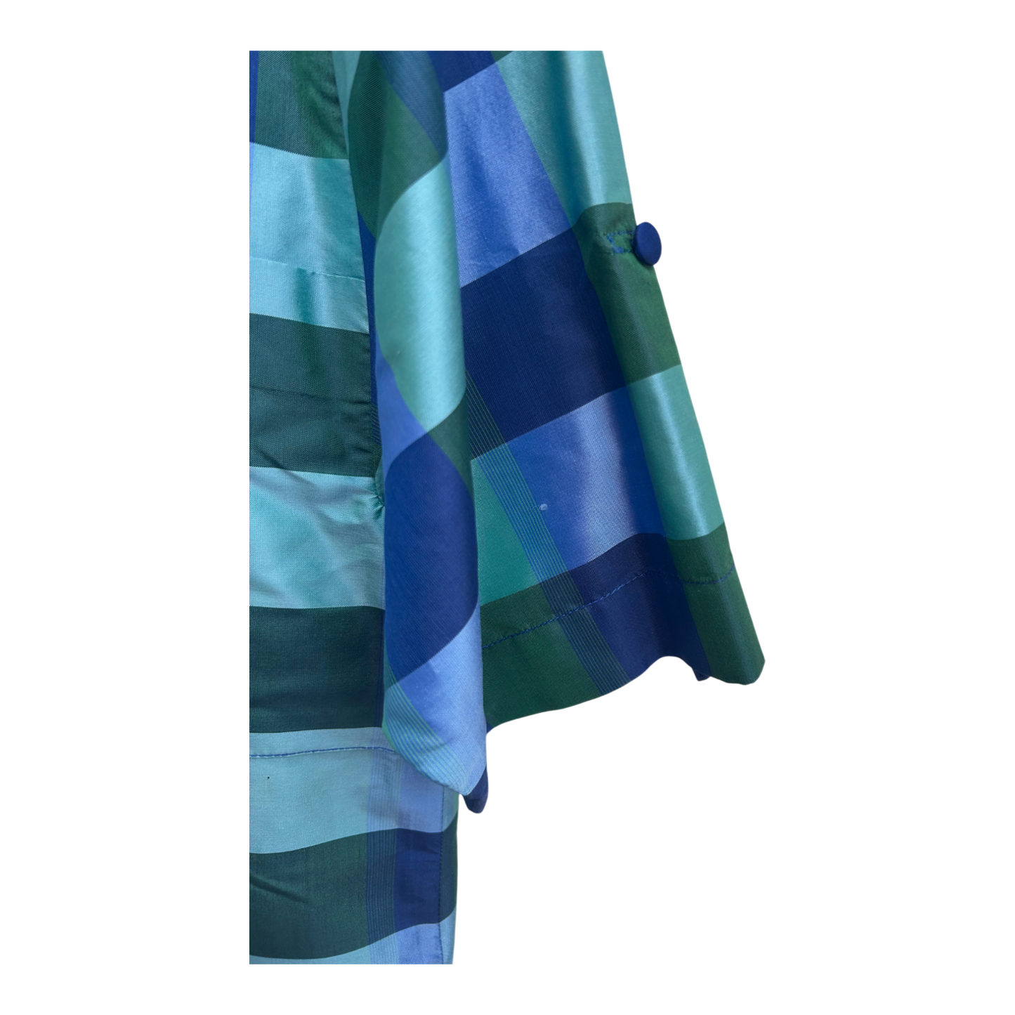 Julie Kleid Damen Dress Damenkleid Gr 38 Blau Grün Kariert Kurzarm Knielang Elegant