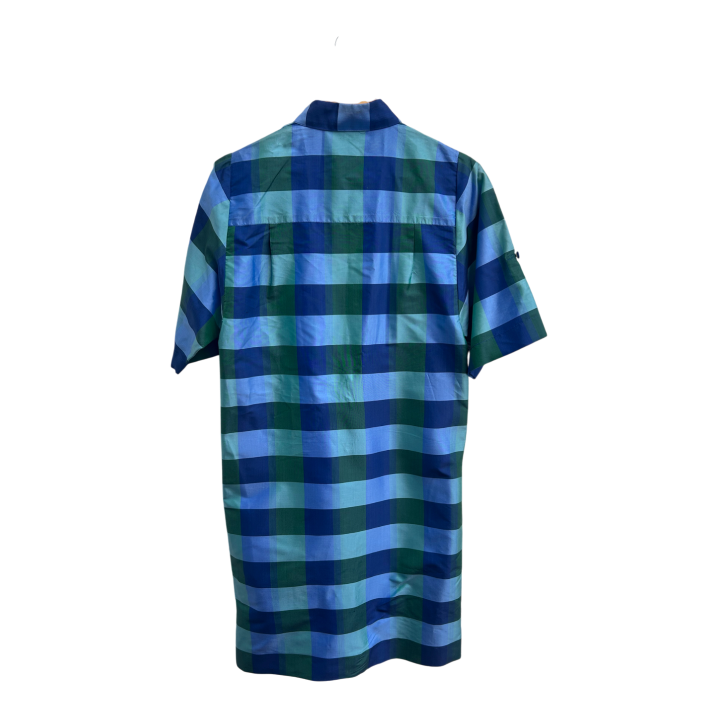 Julie Kleid Damen Dress Damenkleid Gr 38 Blau Grün Kariert Kurzarm Knielang Elegant