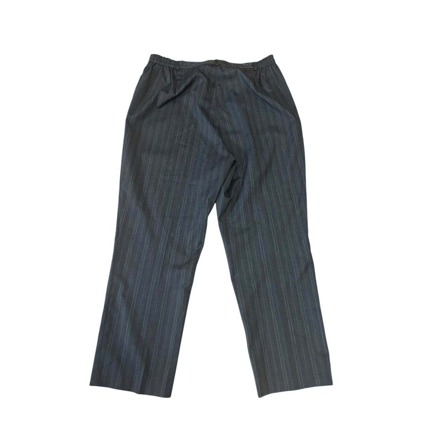Vintage Stoffhose Damen Kurzgr 23 Grau Streifen Gummizug Elegant
