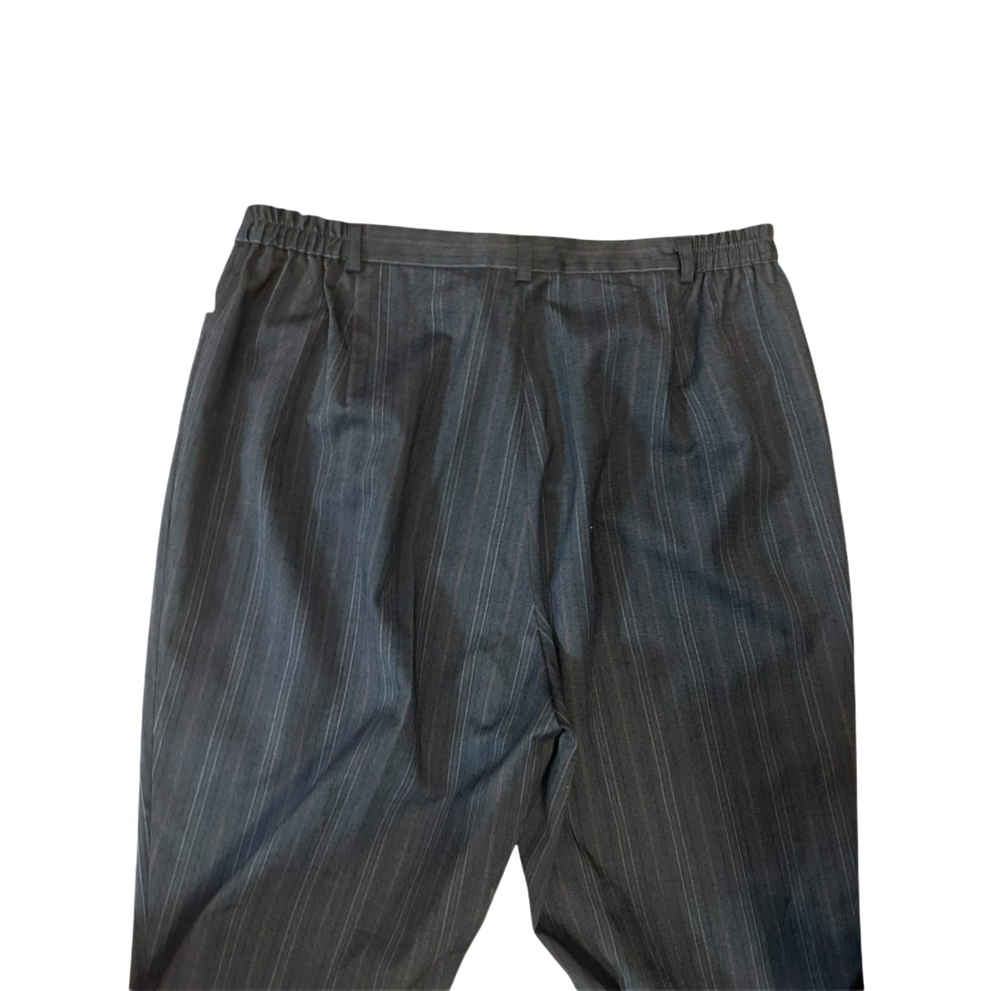 Vintage Stoffhose Damen Kurzgr 23 Grau Streifen Gummizug Elegant