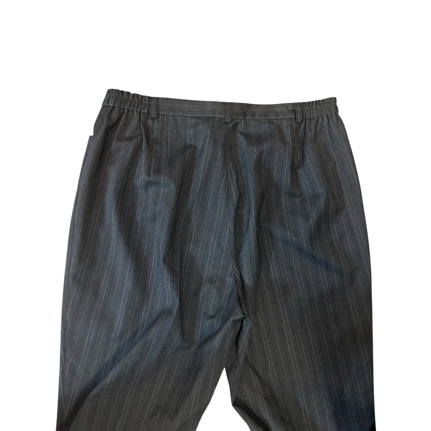 Vintage Stoffhose Damen Kurzgr 23 Grau Streifen Gummizug Elegant