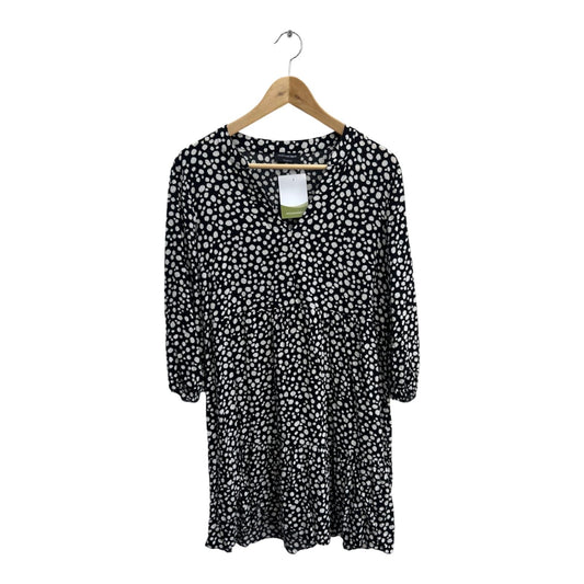 Yessica Kleid Damen Dress Damenkleid Gr 40 Schwarz Weiß Punkte Viskose Fit Flare Boho