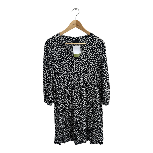 Yessica Kleid Damen Dress Damenkleid Gr 40 Schwarz Weiß Punkte Viskose Fit Flare Boho