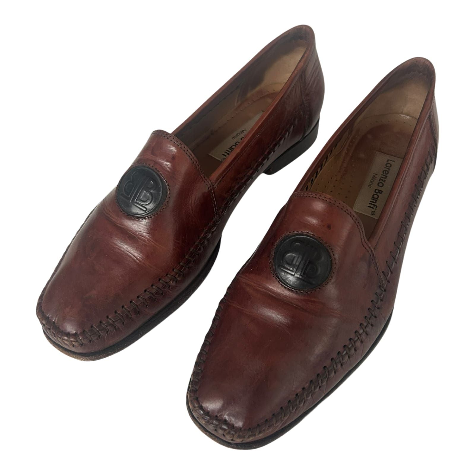 Lorenzo Banfi Milano Damen Slipper Leder Italien Klassisch Gr 39,5 Braun