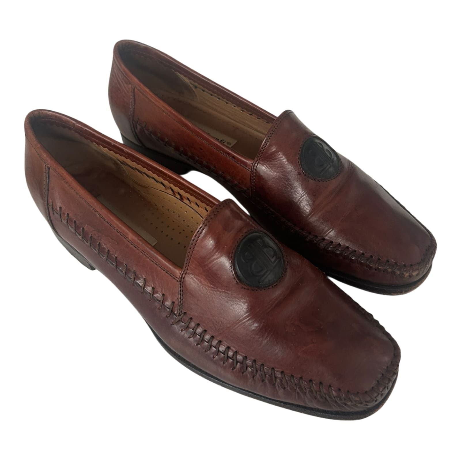 Lorenzo Banfi Milano Damen Slipper Leder Italien Klassisch Gr 39,5 Braun