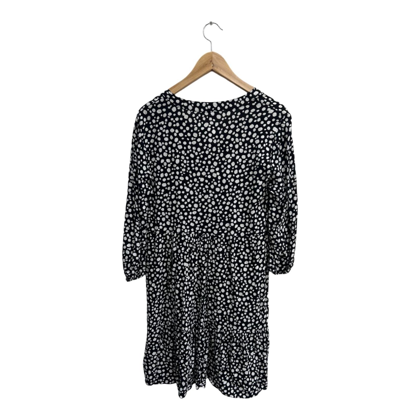 Yessica Kleid Damen Dress Damenkleid Gr 40 Schwarz Weiß Punkte Viskose Fit Flare Boho