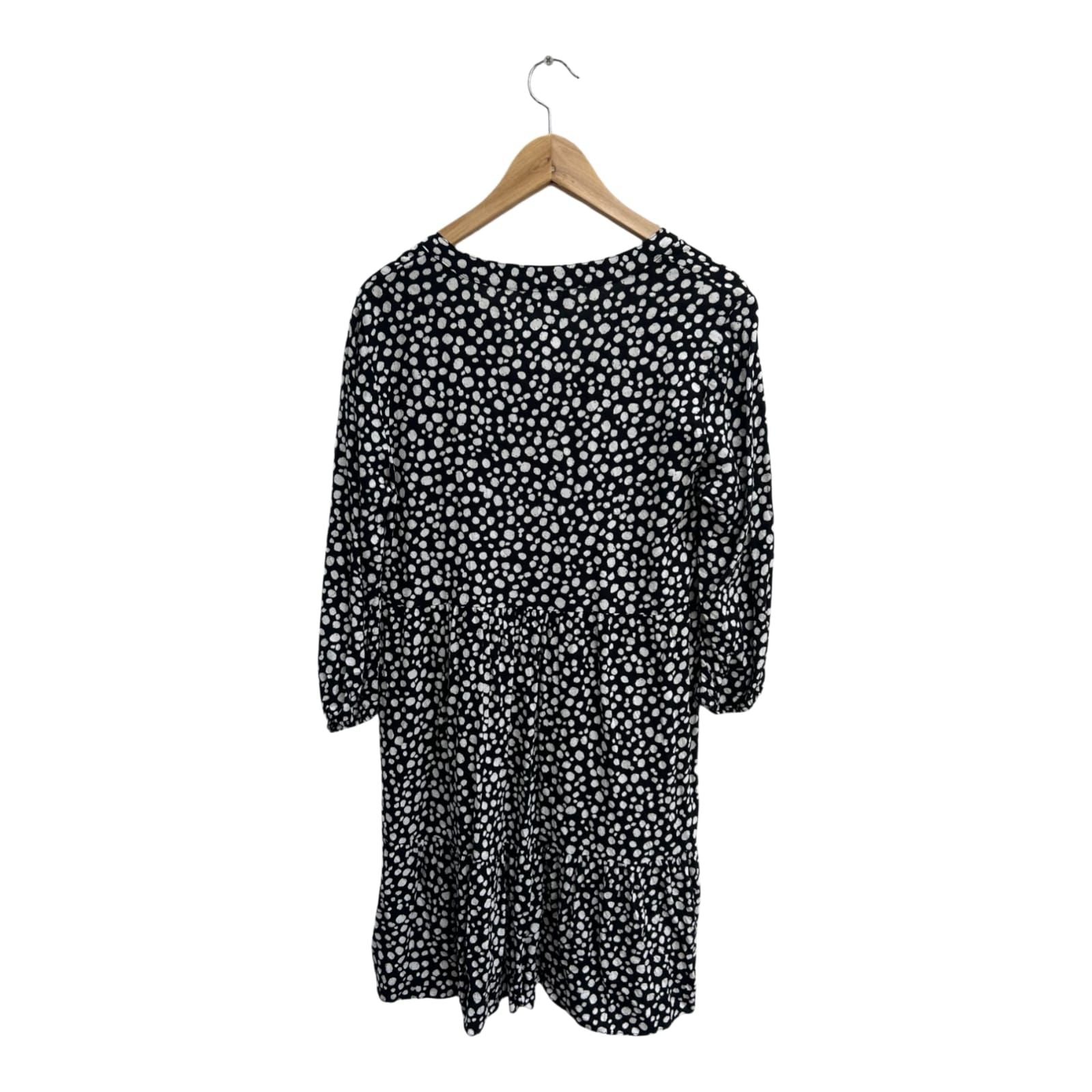 Yessica Kleid Damen Dress Damenkleid Gr 40 Schwarz Weiß Punkte Viskose Fit Flare Boho