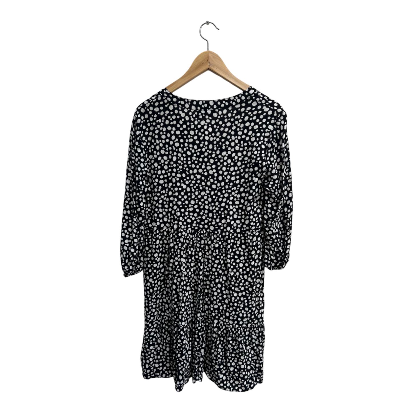 Yessica Kleid Damen Dress Damenkleid Gr 40 Schwarz Weiß Punkte Viskose Fit Flare Boho