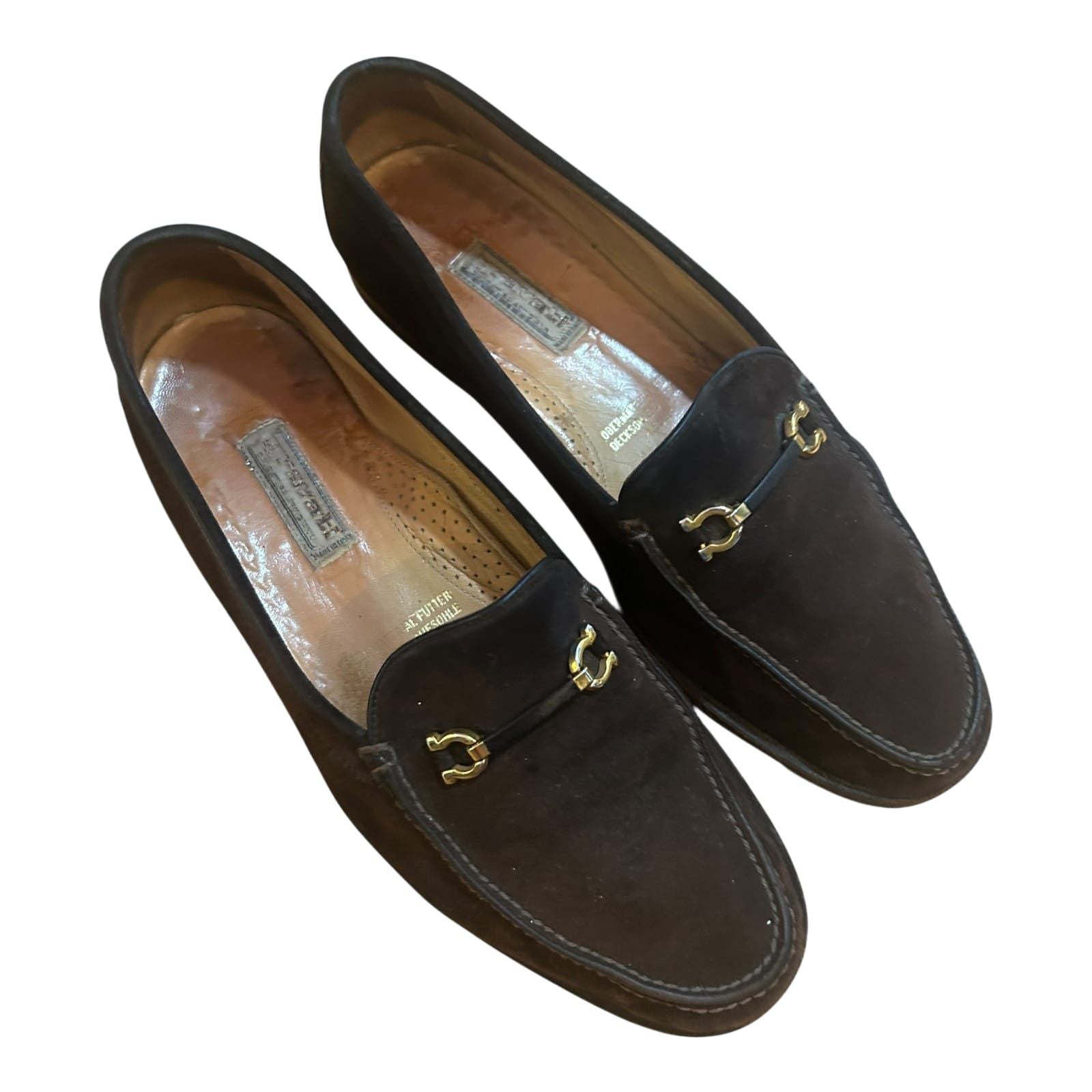Giorgio Damen Slipper Leder Wildleder Braun Made in Italy Elegant Schuhe Gr 40