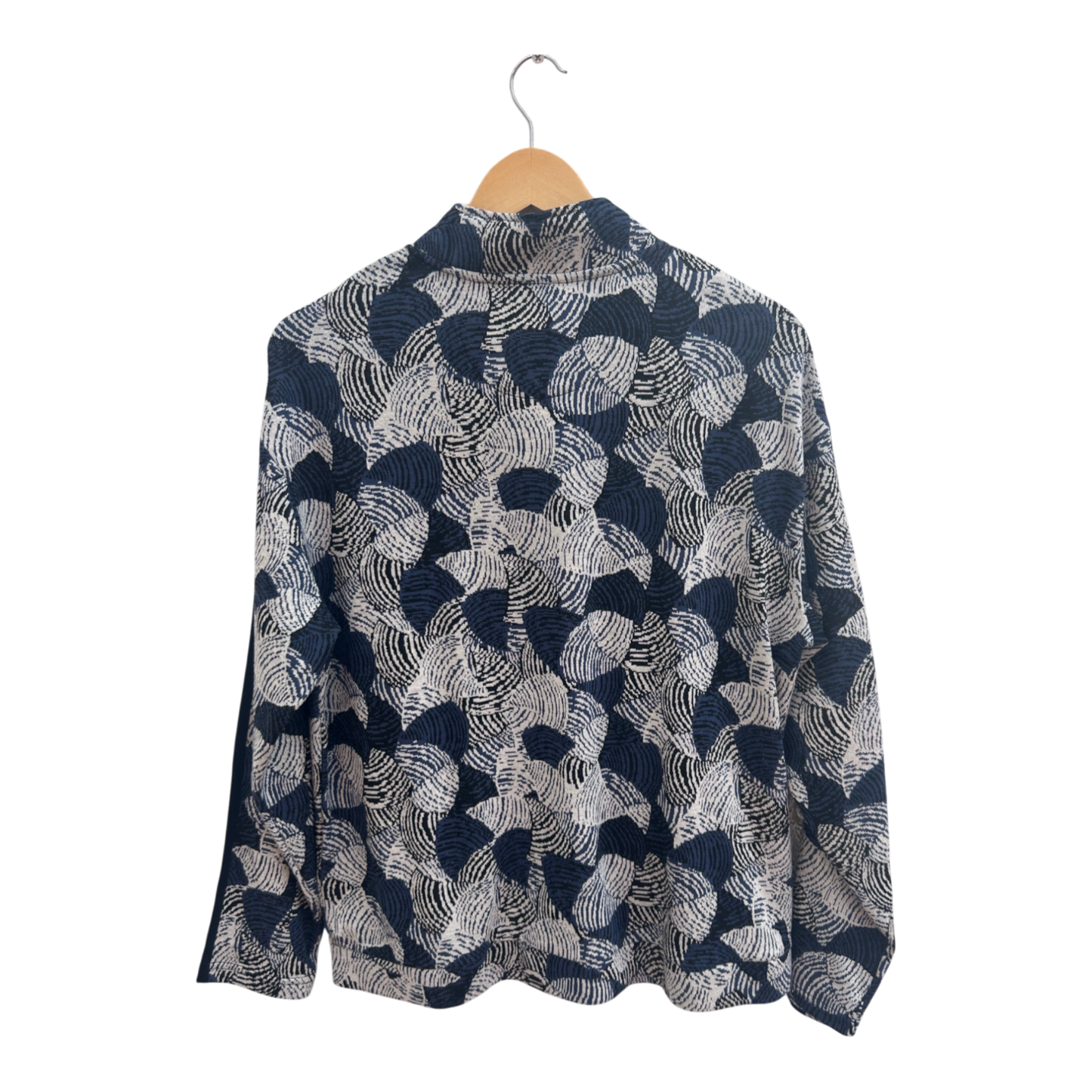 Damen Jacke Gr 40 Blau Weiß Muster SQUESTO Baumwolle Stretch Freizeit Modern