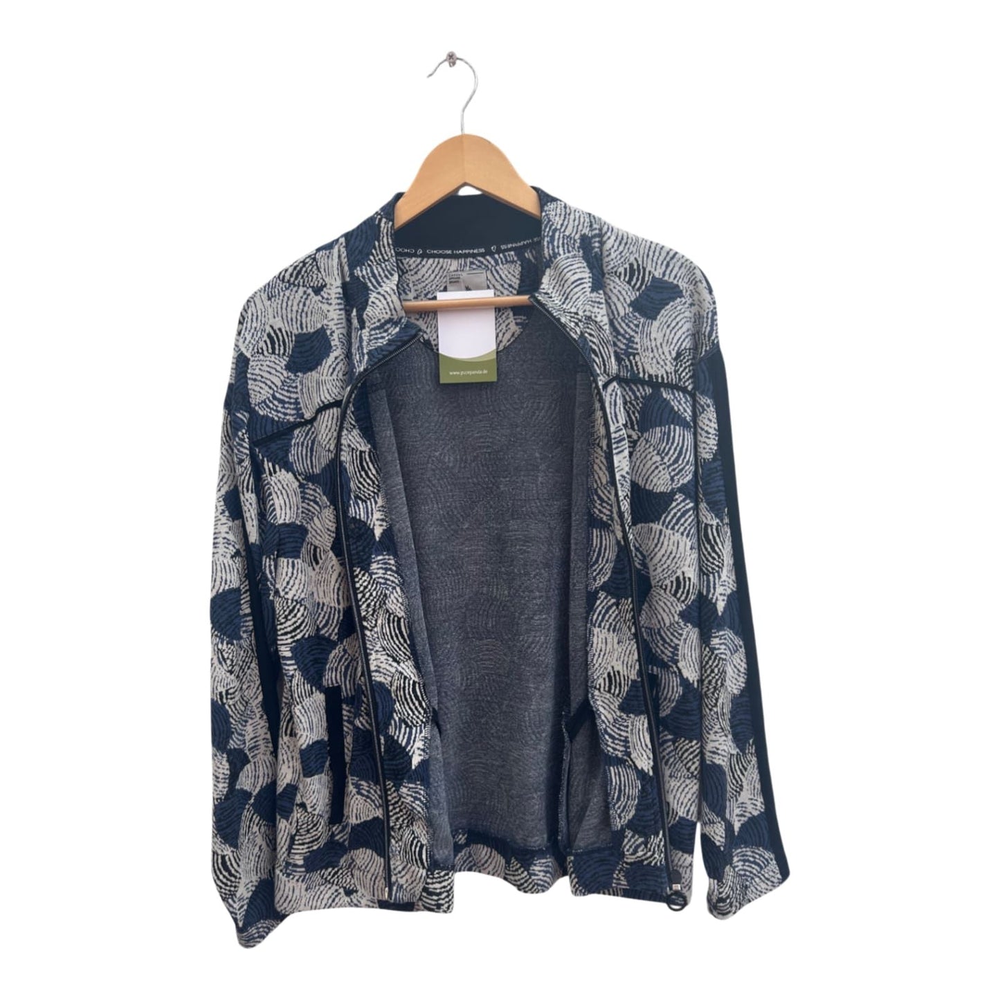 Damen Jacke Gr 40 Blau Weiß Muster SQUESTO Baumwolle Stretch Freizeit Modern