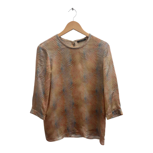 Strenesse Damen Bluse Seide Gr 38 Multicolor Schlangenmuster 3/4 Arm Elegant Chic