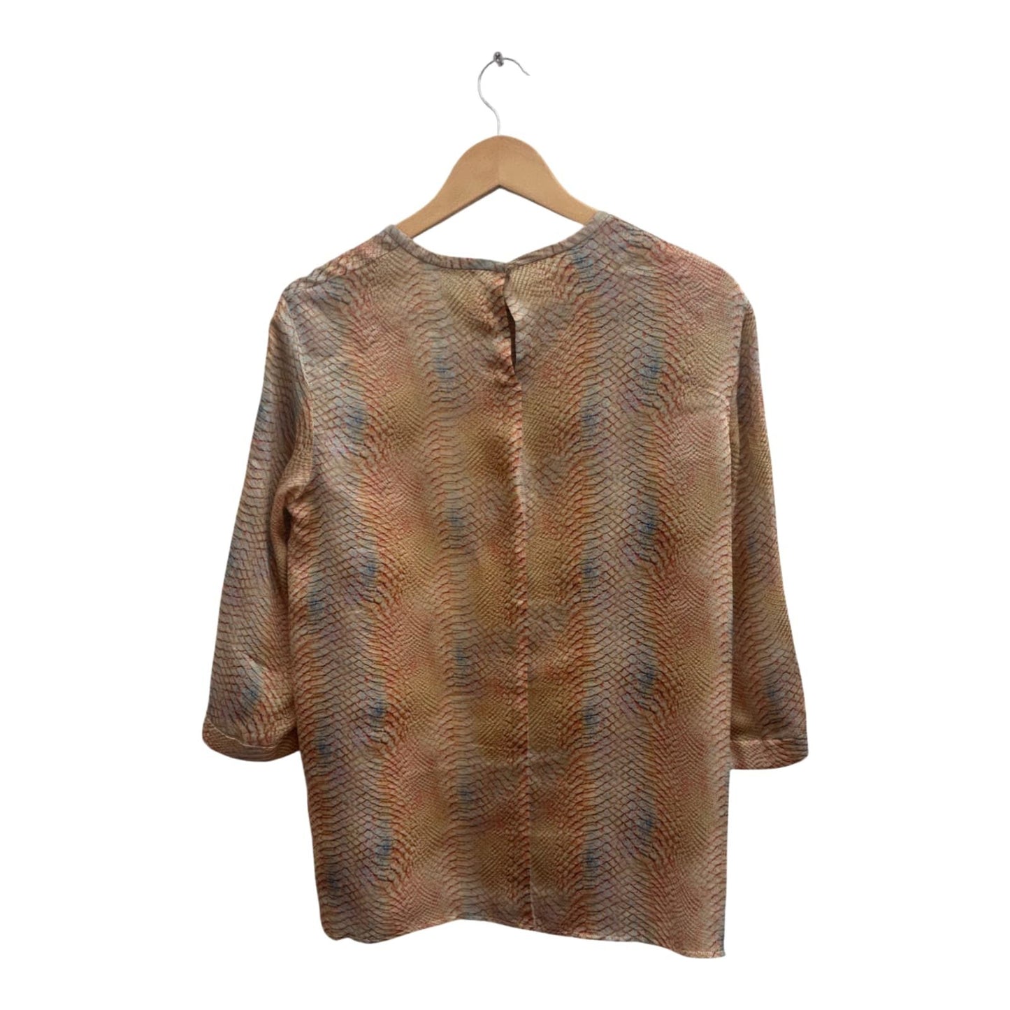 Strenesse Damen Bluse Seide Gr 38 Multicolor Schlangenmuster 3/4 Arm Elegant Chic
