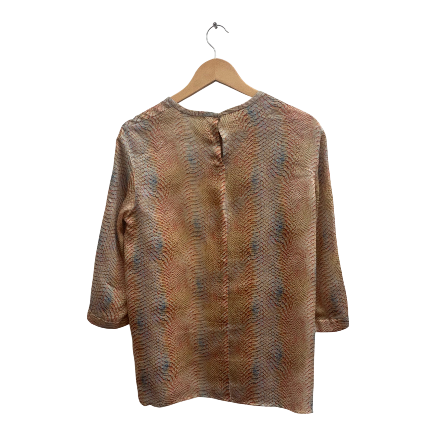 Strenesse Damen Bluse Seide Gr 38 Multicolor Schlangenmuster 3/4 Arm Elegant Chic